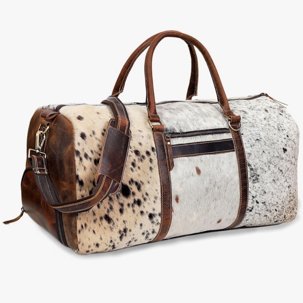 Cowhide duffle bag